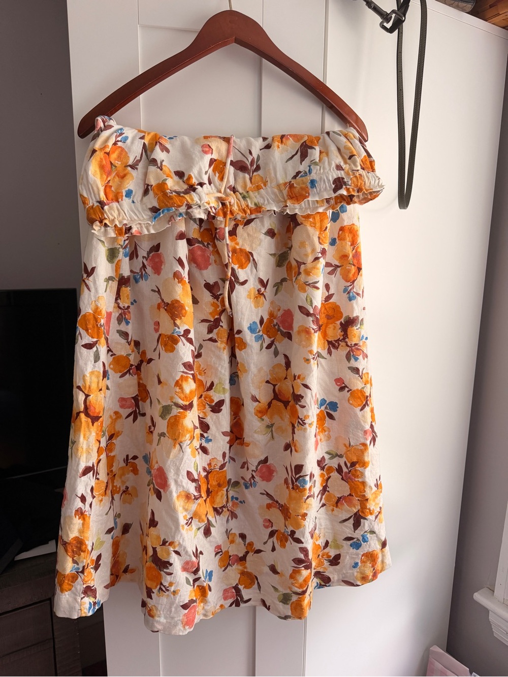 Floral Abercrombie Summer Linen Skirt in Yellow & Blue Floral